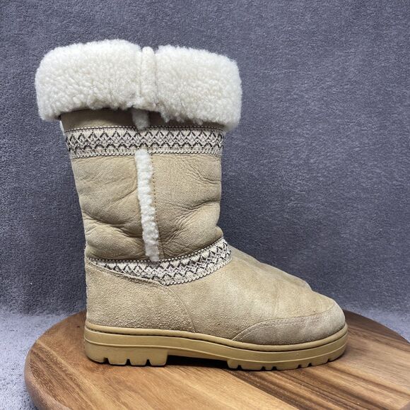 UGG Australia Sundance Revival Fashion Boots Brown Shearling Women's SIze 6 - Picture 1 of 7